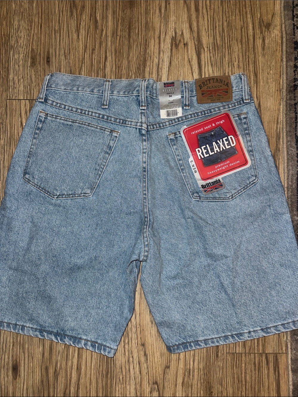 Brittania Relaxed Fit Men’s Light Blue Denim Shorts Size 34 VTG Deadstock